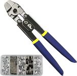 Wire Rope Crimping Tool Kits Hand Crimper Plier Stainless Steel Kit Crimp Sleeves 0.1 to 2.2 mm² Self-Adjustable Ratchet Wire Crimper Tools Fishing Rigging Kit