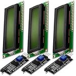 AZDelivery Compatible HD44780 1602 16x2 Serial LCD Black Character Green Backlight Display Board IIC PCF8574T I2C Adapter Converter Bundle Compatible with Arduino Including E-Book! (Pack of 3)