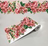 WallDesign Rose & Lilies Flower Designer Self-Adhesive Wallpaper Border for Wall, Door, Window Frame, Home Decor - 5.25 Inch Width x 10 Feet Length