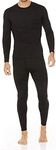 Thermajohn Men's Ultra Soft Thermal Underwear Long Johns Set Fleece Lined (Small, Black)