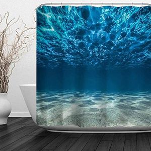 Baccessor Ocean Sea Shower Curtain Tropical Underwater Blue Ocean Water Waves Seascape Bright Sunshine Through Deep Blue Sea View Waterproof Polyester Fabric Shower Curtains,72 x 72 Inch