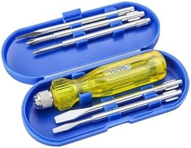 TATA AGRICO 5-in-1 Pc Screw Driver Kit With 3 Flat Blades, 2 Round Poker Bar, Extension Rod| For Home, Garage & Industrial Use | Multi-purpose Tool Set Screwdriver Set (Yellow)