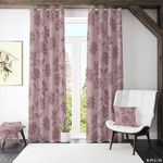 SA Decor Leaves Textured Grommet Curtain for bedrooms, Living Rooms, Dining Rooms, and Offices | 5 feet Window - Set of 2 - Silver Pink