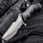 HX OUTDOORS fixed blade knife with sheath, tanto knife survival knife,made fo 440C stainless steel and Ergonomics G10 Non-slip Handle (Black)