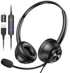 New bee Headset with Microphone, Wired Headset with with USB-A & USB-C,Computer Headset for Call Center/Work/Skype Chat/Online Courses