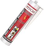 Vitcas Heat Resistant Sealant Ready Mix cement with High-Temperature Sealing & Caulking Paste 1300°C - Used for Fixing Glass Metals Ceramics and Silica - 300ml