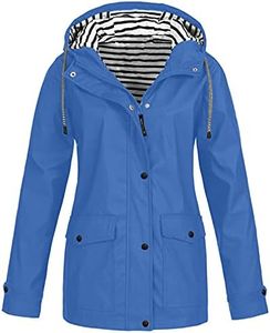 AAZJSS Women Rain Jackets Lightweight Windbreaker Raincoat Plus Size Waterproof Coats with Hood Light blue Medium