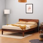 Sleepyhead Bed G | Premium Solid Sheesham Wood Queen Size Bed (Honey Brown)