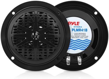 Pyle 4 Inch Dual Marine Speakers - Waterproof and Weather Resistant Outdoor Audio Stereo Sound System with Polypropylene Cone, Cloth Surround and Low Profile Design - 1 Pair - PLMR41B (Black)