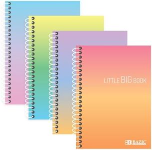 BAZIC Products Small Notebook Memo Size Pad, 4"x5.5" Spiral Side Bound, 180 Sheets Mini Wirebound Pocket Personal Notebooks, Assorted Color, 48-Pack