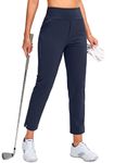 YYV Women's Golf Pants Stretch Work Ankle Pants High Waist Dress Pants with Pockets for Yoga Business Travel Casual, Navy, M