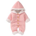 Haokaini Newborn Baby Hooded Knitted Romper Fleece Sweater Warmer Snowsuit Jumpsuit Coveralls Onepiece Infant Winter Outerwear for Boys Girls