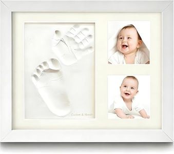 Hzorille Baby Hand and Footprint Kit, Clay Handprint Keepsake Frame, Newborn Keepsake Photo Frame, Nursery Picture Hanging pictures, Newborn essentials, Personalized New Mom Gifts (white)