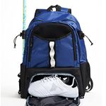 Athletico Youth Lacrosse Bag - Extra Large Lacrosse Backpack - Holds All Lacrosse or Field Hockey Equipment - Two Stick Holders and Separate Cleats Compartment (Blue)