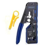 XIKKART Pass Through Cat7 / Cat5 Crimping Tool Kit With Cable Stripper and Cutter for Network RJ45 Ethernet LAN Cable Compatible With Connectors (Cat7 Blue)