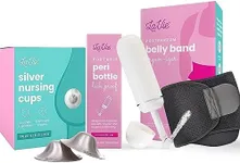 LaVie The Pregnancy Belly Support Binder with Peri Bottle and Silver Nursing Cups for Postpartum Essentials and Soothing Protection for Nursing Nipples