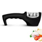 World Techno 3-Stage Knife Sharpener for Sharpening Kitchen Knives - Ergonomic Design with Strong Base Grip - Manual Knife Sharpening Tool to Repair, Restore and Polish Blades