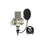 blucoil MXL 990 Cardioid Condenser Microphone for Podcasts, Voiceovers, Vocal and Acoustic Instrument Recording (Champagne) Bundle 10-FT Balanced XLR Cable, and Pop Filter Windscreen