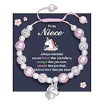 PINKDODO Niece Gifts from Aunt, Niece Bracelet, Unicorn Gifts for Girls Age 4-6 6-8 Birthday Valentines Day Christmas Gifts for Kids Year Old Girls Jewelry for Niece from Auntie Uncle