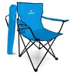 Green Haven Folding Camping Chair - Lightweight Picnic Chair with 600D Polyester & Rip Stop - Heavy Duty Steel Frame Arm Outdoor Chair w/Cup Holder - Portable Comfy Camping Chair for Adults - Blue