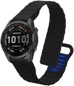 kwmobile Strap Compatible with Garmin Fenix 8 43mm / Fenix 7S / 7S Pro / 7S Solor/Instinct 2S - Silicone Magnetic Closure - 5.5-8.7 inches (14-22 cm) - Black