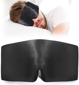 BeeVines Silk Sleep Mask for Side Sleeper, 22 Momme Mulberry Silk Eye Mask, 100% Pure Silk Eye Covers with Adjustable Band, 100% Blackout Face-Hugging Padded Silk Sleeping Eye Cover (Black)