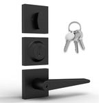 Mega Handles Entrance Combo I Lever Door Lock Handle Set for Closet or French Doors I Single Side, Non-Turning I Fits All Standard Door Sizes I Screws Included - Matte Black (1 Pack)