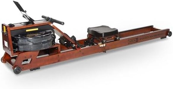 JLL Aqua 2 Wooden Hydro Rowing Machine, 9 Readout LCD Display, Foldable Slideway, Bluetooth Connection and 150kg Max User Weight (Dark Brown)