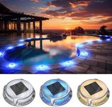 Quntis 12 Pack Solar Deck Lights, 3 Colors in 1 Solar Lights Outdoor, IP68 Waterproof Solar Dock Lights with Ground Spikes, Wide Illumination Range Driveway Lights for Garden Stair Path Walkway