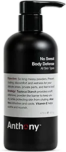 Anthony No Sweat Body Defense Deodorant for Men – Anti-Chafing, Anti-Itch Cream-to-Powder Lotion for Sweat and Body Odor Control – 16 Fl Oz