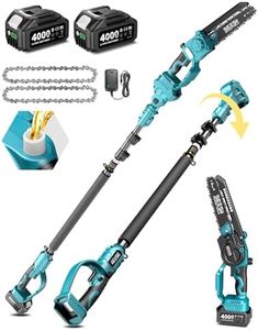 Seesii 2 in 1 Cordless 8 inch Pole Saw & Mini Chainsaw with 2 Battery, Power Electric Polesaw for Tree Trimming, Chain Saw with Extension Pole, Limb Branch Cutter Pruner PS800