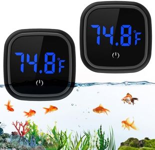 LOFICOPER Digital Aquarium Thermometer, Stick On Fish Tank Thermometer, Small Aquarium Temperature Gauge with LED Touch Screen, 0.18℉ Resolution, for Aquariums, Terrariums, 2 Pack