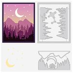 BENECREAT Forest Mountains Metal Cutting Dies Stencil, 10.5x6.3cm Cabin Moon Carbon Steel Embossing Template for Card Making DIY Scrapbooking Photo Album