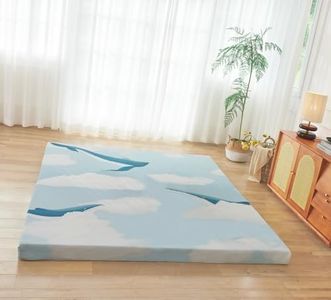 imflmats Japanese Futon Mattress King Size - 3" Thick Foldable Floor Mat, Tatami Sleeping Pad for Adults & Kids, Portable Guest Bed & Camping Mat - Soft Washable Cover,Cute Design