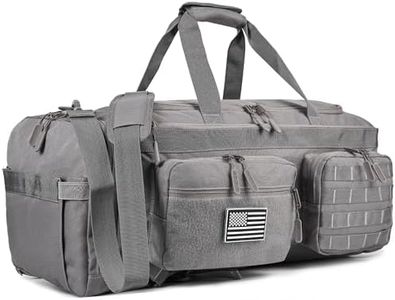 LHI 50L Tactical Duffle Bag for Men, 3-in-1 Gym Duffle and Backpack, Shoe Compartment, Laptop Sleeve and MOLLE, Carry-On Travel Weekender and Overnight Bag – Gray
