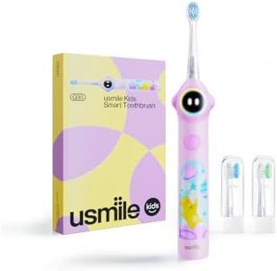 usmile Q30 Kids Sonic Electric Toothbrush, Voice-Guided Full-Mouth Coaching, Missed Spot Alerts & Smart App Reports, Extra-Soft Brush Heads, USB-C Rechargeable, IPX8 Waterproof (Ages 3–12, Purple)