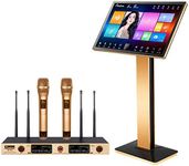 2020 UrbanDrama KV-619 Karaoke Machine, 22" Touch Screen YouTube Movie Song WiFi Online Cloud Download, Wireless Mic Professional Karaoke Player Black