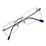 Redex Rimless Rectangle Optical Premium Reading Glasses For Men And Women Reading Power Glasses For Men & Women (Browm) (+2.50, Blue)