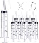 10 Pack 20ml/cc Plastic Syringe Lar