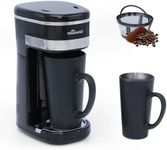 HousesAid Coffee Machine,Single Serve Coffee Maker,One Cup Coffee Maker with Reusable Filter&One-touch Control Button,Portable Brewer for Camping,Travel & Home,Easy To Clean& Store,15oz/450ml