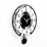 Large Pendulum Modern Wall Clock, Decor Big Silent Non Ticking Battery Operated 17 Inch Wall Clock for Living Room Bedroom Office Indoor Home Decorative