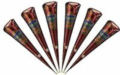 6 Fresh Quality Kaveri Dark Brown Natural Henna Mehndi Cones Temperory Tattoos