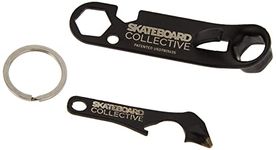 Skateboard Collective Universal Skate Tool, Skateboard Tune Up Kit, Includes: Keychain, Kingpin Wrench, Hardware Wrench, Bottle Opener, Axle Nut Wrench, Can Tool, Griptape Blade, Phillips Screwdriver