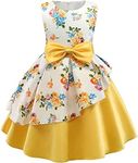 2T-9T Flower Girls Pageant Party Dresses Kids Special Occasion Floral Formal Dress, Yellow, 2-3T