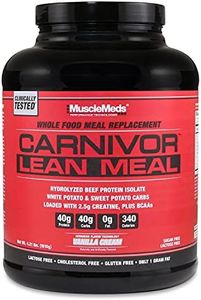 MuscleMeds Carnivor Beef Protein Isolate Lean Meal Replacement Shake, 40 Grams Protein, 40 Grams Carbs, 2.5 Grams creatine, BCAAs, 0 Sugar, Lactose Free, Vanilla Cream