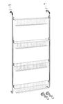 Wenko 4340033100 Door Rack with 4 compartments Hooks onto Door, Metal Metal Chrome Plated, 50 x 109 x 14 cm, Silver Shiny