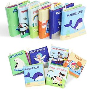 Coolplay Cloth Books Soft Baby Books Rustle Sound Baby Quiet Books Set Infant Early Learning Educational Toys 0-12 Months Rattle Book