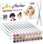 Shuttle Art 30 Colors Skin Tone&Hair Art Markers, Dual Tip Alcohol Based Flesh Color Marker Pen Set Contains 1 Blender Perfect for Kids & Adults Portrait,Comic, Anime, Manga, Illustration