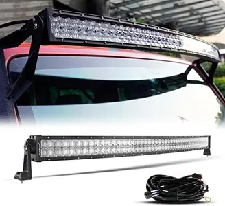 Auxbeam 50 Inch LED Light Bar 288W LED Driving Light Curved 5D Lens Spot Flood Combo Beam Off-Road Light with Wiring Harness