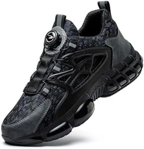 Gugifcto Chaussures de Sécurité Hommes Femmes Basket Respirante Antidérapante Légère Travail avec Embout en Acier Black 41 EU